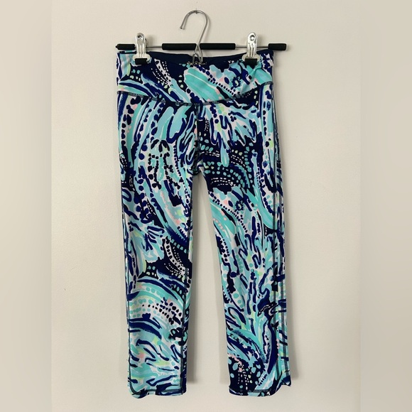 Lilly Pulitzer Cropped Luxletic Leggings Blue and Teal S - Picture 1 of 8
